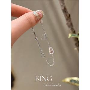 สร้อยข้อมือคิงซิลเวอร์กัวร์ เงินแท้ 925 ประดับคริสตัลไรน์สโตน สำหรับผู้หญิง สวมใส่ได้ทุกวัน - Product Image 1