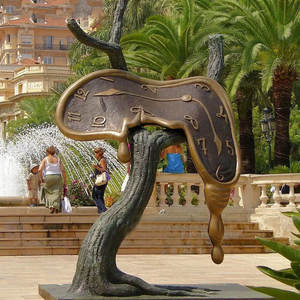 Décoration de jardin 3D grandeur nature Salvador Famous <span class=keywords><strong>Dali</strong></span> Profile of Time Bronze Clock Statue Sculpture - Product Image 2