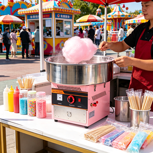 Stainless Steel Bowl Commercial Cotton <b>Candy</b> <b>Machine</b> Automatic Filament Spinning Pink <b>Candy</b> Floss Maker Portable Snack Equipment - Product Image 5