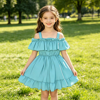 Robe d'été à volants pour filles, bretelles spaghetti, tissu doux, épaules dénudées, idéale pour le quotidien – Nouveauté promotionnelle