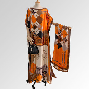 Nouvelle Collection Printemps : Foulard Carré en Soie Imitée pour Vacances à la Plage, Blouse Robe en Brocart Satiné, Vêtement de Protection Solaire, Châle Écharpe pour Femme - Product Image 1