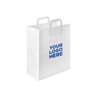 Sacs en papier kraft recyclé avec poignée, logo personnalisé, pour restaurant, café, plats à emporter, épicerie, emballage