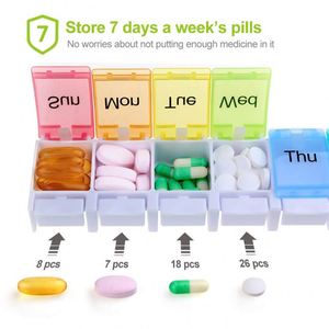 New Weekly Pill <b>Tablet</b> Organizer Pills Holder Box for Travel <b>7</b> Compartments Pill Box <b>7</b> Days Organizer - Product Image 4