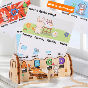 Juego de Rompecabezas de Madera Educativo Montessori con Tarjetas de Palabras de Dibujos Animados, Juguetes de Aprendizaje Inteligente para Niños de 4 a 6 Años - Product Image 2