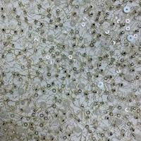 Tissu en maille brodé de paillettes et de strass (100% polyester) pour robes de mariée, robes de soirée, décoration intérieure, vêtements pour femmes