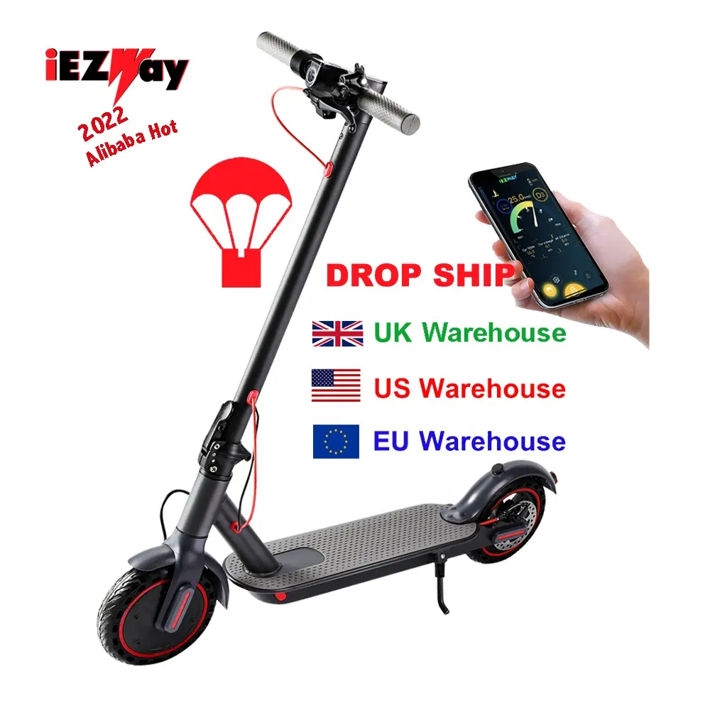 2022 Iezway Amazon Dropshipping Ddp Belasting Gratis Elektrische Stap E-Scooter Opvouwbare Volwassen Elektrische Scooter Met Lcd-scherm