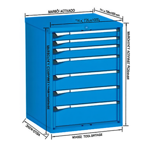 Armoire à tiroirs Fami Master Key Comfort, 7 tiroirs, 714x726x1000mm, blanc grisâtre Ral9002, rangement d'outils - Product Image 2