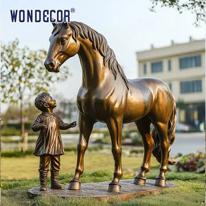Özelleştirilmiş açık bahçe yaşam boyutu bronz at ve çocuk heykeli heykel - Product Image 5