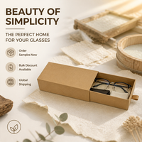 Boîtes d'emballage personnalisées en carton kraft rigide avec cordon de serrage pour lunettes de soleil, boîtes de rangement pour lunettes en carton brun