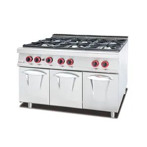 Commercial vertical heavy duty gas cooking range 6-burner stove cooker with cabinet