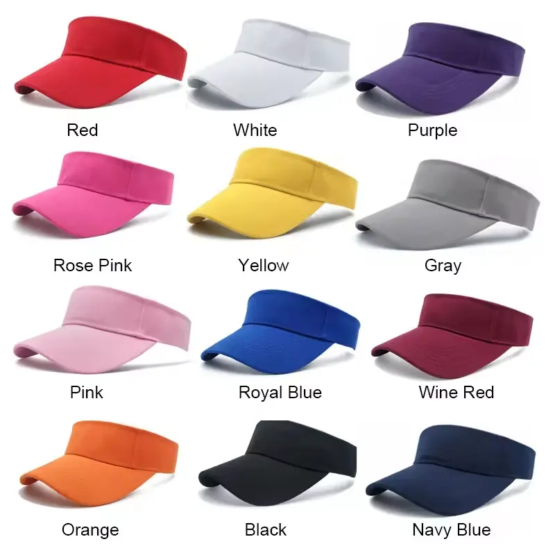 Visière de plage brodée de logo imprimé personnalisée, casquette de protection solaire réglable, chapeaux à visière pour femmes et hommes avec un design personnalisé
