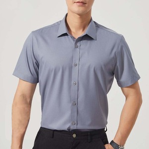 Vente en gros de chemises formelles personnalisées pour hommes, <span class=keywords><strong>sans</strong></span> <span class=keywords><strong>repassage</strong></span> <span class=keywords><strong>Chemise</strong></span> professionnelle à manches courtes élastique et coupe ajustée résistante aux plis - Product Image 5