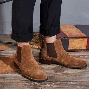 Bottes <span class=keywords><strong>Chelsea</strong></span> classiques décontractées pour hommes en daim, faites à la main, à cheville courte, semelle en caoutchouc, à enfiler, respirantes - Product Image 1