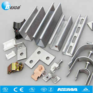 BESCA - Perfil <span class=keywords><strong>de</strong></span> Canal Ranurado <span class=keywords><strong>de</strong></span> 41x41 mm y Abrazaderas <span class=keywords><strong>para</strong></span> Vigas <span class=keywords><strong>de</strong></span> Alta Resistencia - Acero Galvanizado en Caliente, Sistema <span class=keywords><strong>de</strong></span> Soporte con Certificación UL/CE/NEMA - Product Image 2