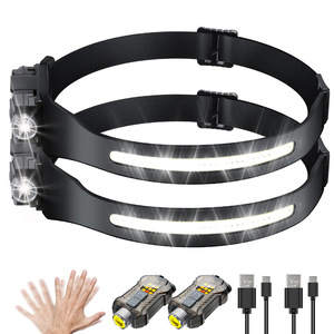 Linterna frontal Xinster COB con sensor de movimiento recargable por USB de 1200 mAh para ciclismo y running - Product Image 1