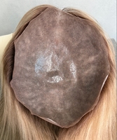 Tupé rubio ceniza para mujer 100% sistema de reemplazo de cabello humano crudo tapa de silicona recta piel delgada Topper de base de PU completo para mujer