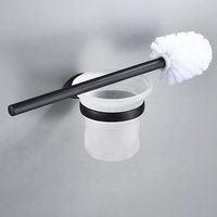 NC6189 Accessoires de salle de bain Durable Type Hotel Matt Black Toilet Brush Holder Set