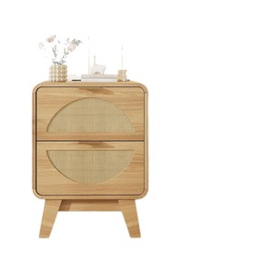 New vintage-style bedside table, home bedroom storage cabinet, retro double <b>drawer</b> storage cabinet, creative bedside <b>small</b> - Product Image 5