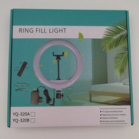 Lampe annulaire LED pour diffusion en direct sur téléphone portable de 12 pouces, lampe de selfie, studio vidéo, éclairage de remplissage, bicolore, réglable, lumière annulaire LED pour diffusion en direct