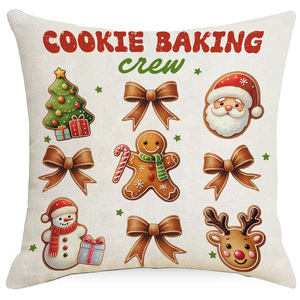 Dessin animé noël pain d'épice homme taie d'oreiller père noël taie d'oreiller noël renne housse de coussin DYM385 - Product Image 1