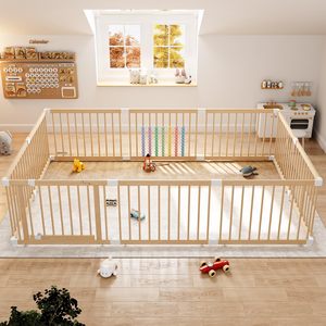 Bán Buôn Hot Bán Có Thể Gập Lại An Toàn Có Thể Gập Lại Bằng Gỗ Bé Playpen Giường Cũi Trẻ Em Trong Nhà Bé Hàng Rào Sân Chơi Giá Rẻ Toddler Chơi Bút - Product Image 1