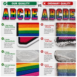 Parches de Letras y Números del Alfabeto Bordados a Mano, Parches de Bordado Coloridos, Parches de Letras Inglesas Termoadhesivos para Sombreros y Ropa - Product Image 5