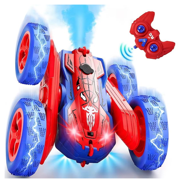 2.4GHZ 4WD Off Road Racing Remote Control Cars Toys with Light Flips Rotating Rechargeable RC Stunt Car