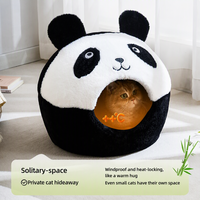 Lit pour chat en forme de panda, nid douillet en peluche, maison pour animaux de compagnie chaude toute l'année pour chats d'intérieur