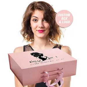 Фабричная складная коробка высокого качества с принтом на заказ, картонная коробка для париков, одежды, Подарочная коробка для ногтей, розовая картонная шнуровка с логотипом