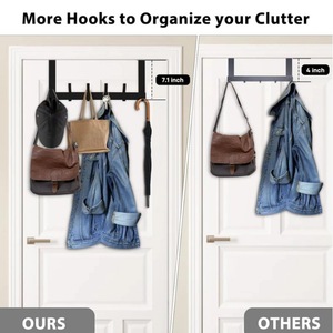 Door <b>hooks</b>, bathroom door towel rack with 12 coat <b>hooks</b>, wall-mounted coat <b>hooks</b> and hangers. - Product Image 3