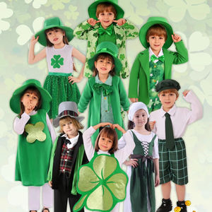 HIPPO ENFANTS St. Patricks Day Tenues pour Garçons Filles Vert Shamrock Costume Ensemble Manches Longues Gentleman Costume - Product Image 1