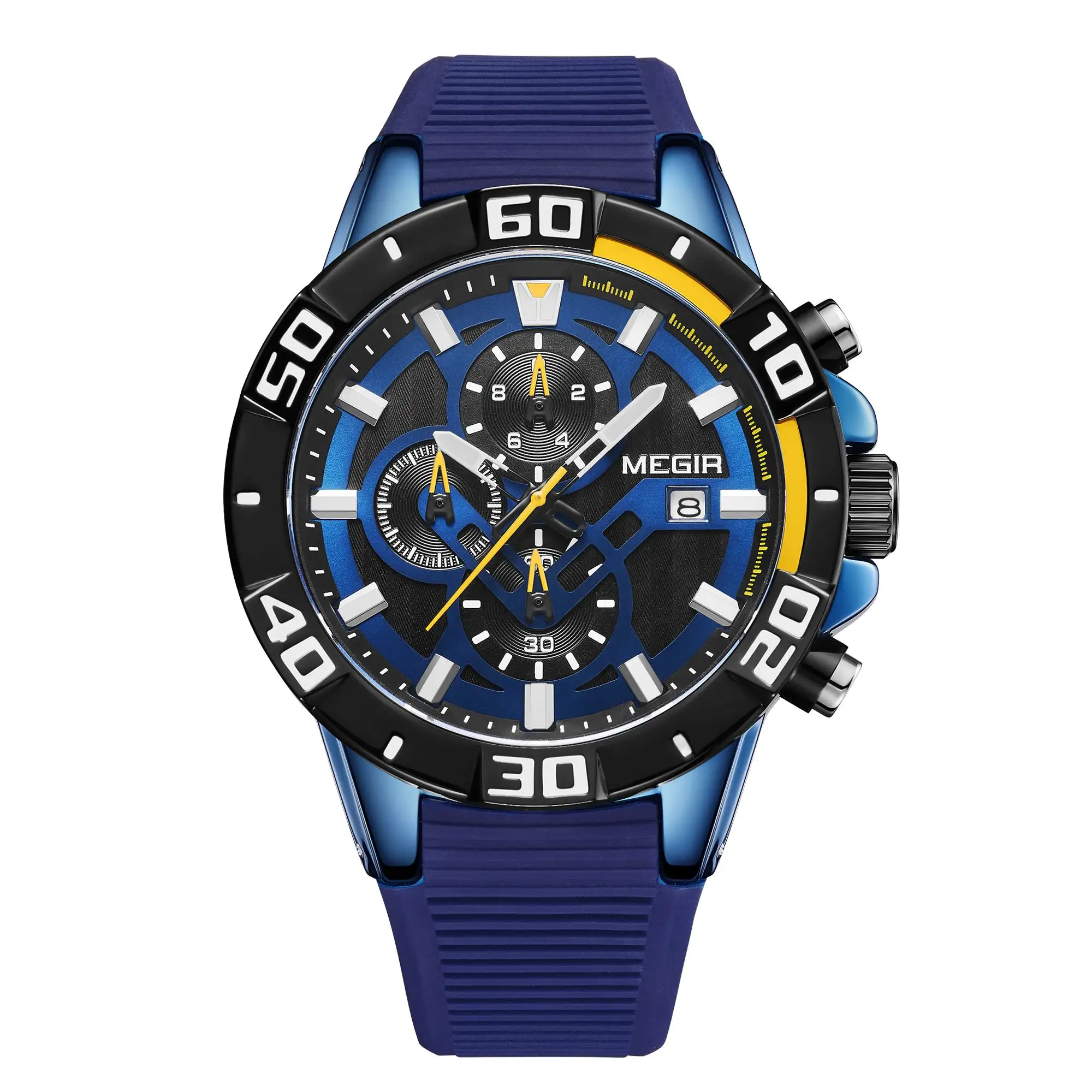 MEGIR 2121 luxury guangzhou man watch stylish Genuine Leather band3 dials Chronograph dropshipping sports wrist watch