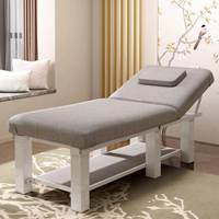 Table de massage réglable en tissu technique PU, lit de salon avec cadre métallique, chaise de traitement de beauté et spa avec étagère de rangement