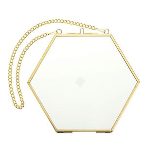 <span class=keywords><strong>Marco</strong></span> DE FOTOS colgante de cristal dorado de pared hexagonal, <span class=keywords><strong>marco</strong></span> flotante con cadenas - Product Image 2