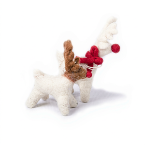 Figurine de renne en feutre tricotée à la main, best-seller, ornement de Noël à suspendre pour l'intérieur, avec couleurs personnalisables - Product Image 1