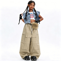 Ensemble de vêtements personnalisables pour filles, style gothique, imprimé journal, hip-hop, streetwear pour enfants - Polyester/coton, vêtements lavables