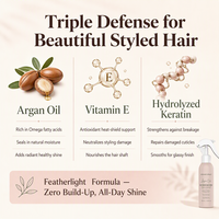 Spray protecteur thermique pour cheveux en marque propre jusqu'à 450°F ° Après-shampoing sans rinçage à l'huile d'argan marocaine F Thermal Protection pour cheveux