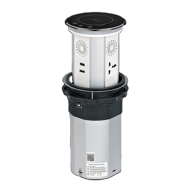 Wireless Fast Motorized Pop up Industrial Tabletop Socket with WiFi Remote Control 3 Sockets & Double USB 16A Smart Home
