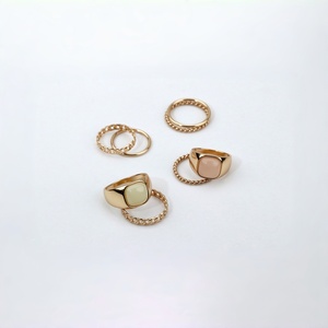 4PCS Fashion Gold Plated Stackable <b>Rings</b> Set for Women Minimalist Twist Chain Signet <b>Finger</b> <b>Rings</b> Jewelry Gift - Product Image 2