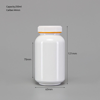 Vente en gros de flacons à pilules en plastique HDPE blanc/bleu de 250 ml avec bouchon de sécurité pour enfants