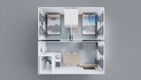 Maison conteneur modulaire préfabriquée intégrée et personnalisable de 20 pieds, moderne et portable, pour dortoir mobile