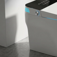 WC intelligent monobloc en céramique pour usage domestique avec chasse d'eau automatique et bidet intégré