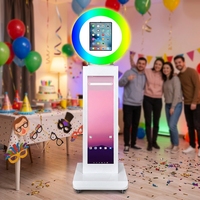 Cabina de Fotos Portátil para Celebración de Fin de Verano, Compatible con iPad de 10.2-13 Pulgadas, Anillo de Luz RGB, Pantalla de 37 Pulgadas, Máquina de Fotos para iPad