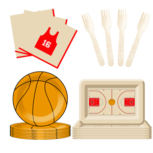 DAMAI - Platos de Papel, Vasos de Papel y Servilletas con Diseño de Baloncesto Personalizados para Fiestas de Cumpleaños - Product Image 2