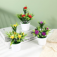 Huaien Factory Direct Ensemble de lotus artificiels : Mini bonsaï 5 pièces pour bureaux, produit phare créatif pour magasins économiques - Fleurs en pot en gros