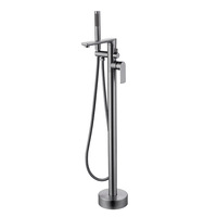 Ensemble de douche et baignoire mural moderne minimaliste en laiton avec cartouche céramique, finition brossée, double poignée, eau chaude et froide, pour hôtel et villa