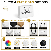Sac en papier de luxe personnalisé avec logo, estampage à chaud doré, sac cadeau avec poignée en ruban pour collier, bague, boucles d'oreilles, sac de shopping