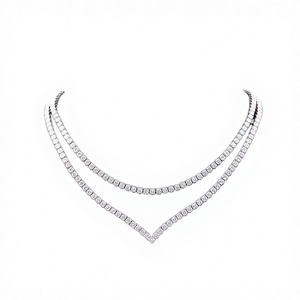 Collar Gargantilla de Plata 925 con Baño de Rodio y Diamantes para Mujer, Corte Brillante Redondo, Engaste en Canal, Joyería de Lujo para Boda - Product Image 3