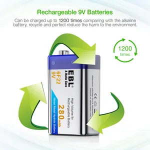 Toptan 280mah 9v şarj edilebilir NIMH pil Nimh şarj edilebilir piller