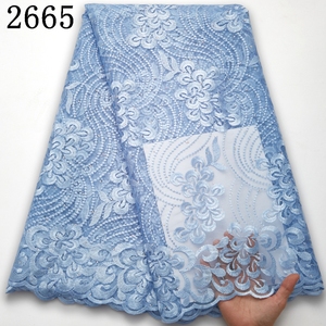 2665 Bán Buôn 2022 Red FrenchTulle Ren Lưới Vải Châu Phi Mech Hoa Với Đá Cho Wedding Dress - Product Image 2